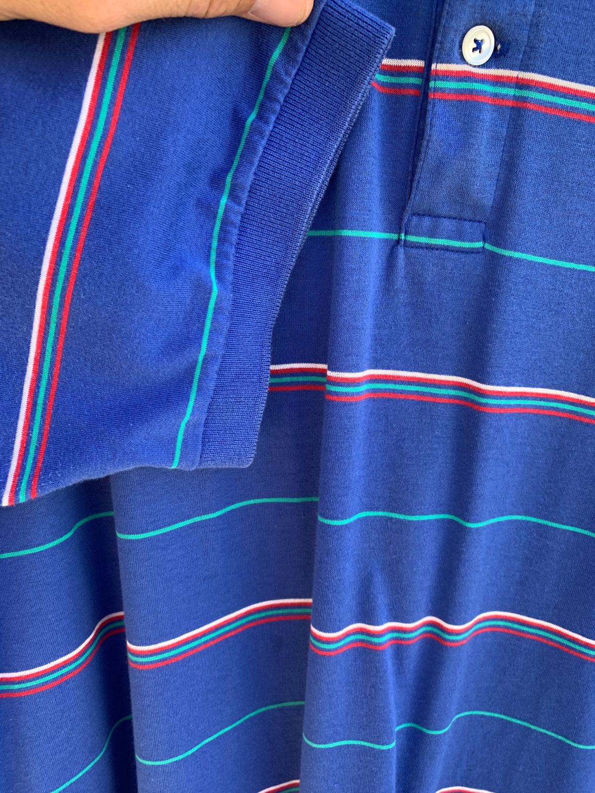 NEIL MARTIN 1980S STRIPED COLLARED POLO SHIRT in BLUE, RED