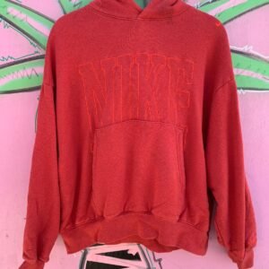 NIKE EMBROIDERED NIKE HOODED FRENCH TERRY SWEATSHIRT CROPPED BOXY FIT in RED