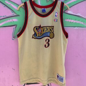CHAMPION AS-IS GOLD ALLEN IVERSON SIXERS YOUTH XL JERSEY in GOLD