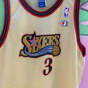 CHAMPION AS-IS GOLD ALLEN IVERSON SIXERS YOUTH XL JERSEY in GOLD