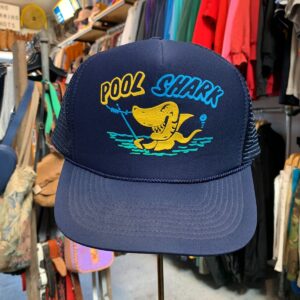 POOL SHARK DESIGN TRUCKER HAT in NAVY, YELLOW