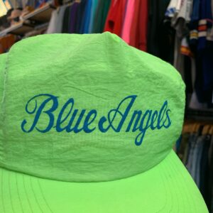 MO MONEY ASSOC. DAYGLOW BLUE ANGELS SCRIPT SCREENPRINTED SNAPBACK HAT in GREEN