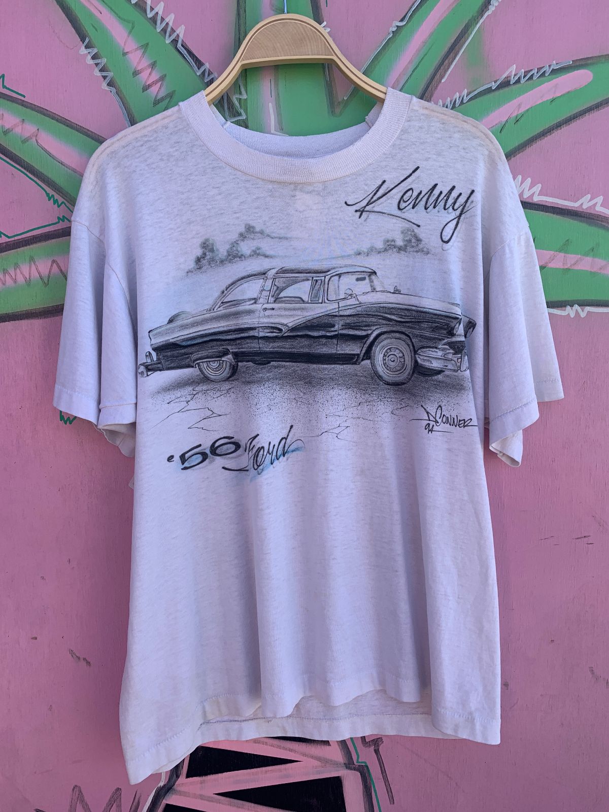 SCREEN STARS 56 FORD FOR KENNY AIRBRUSHED SINGLE STITCH GRAPHIC T SHIRT in WHITE