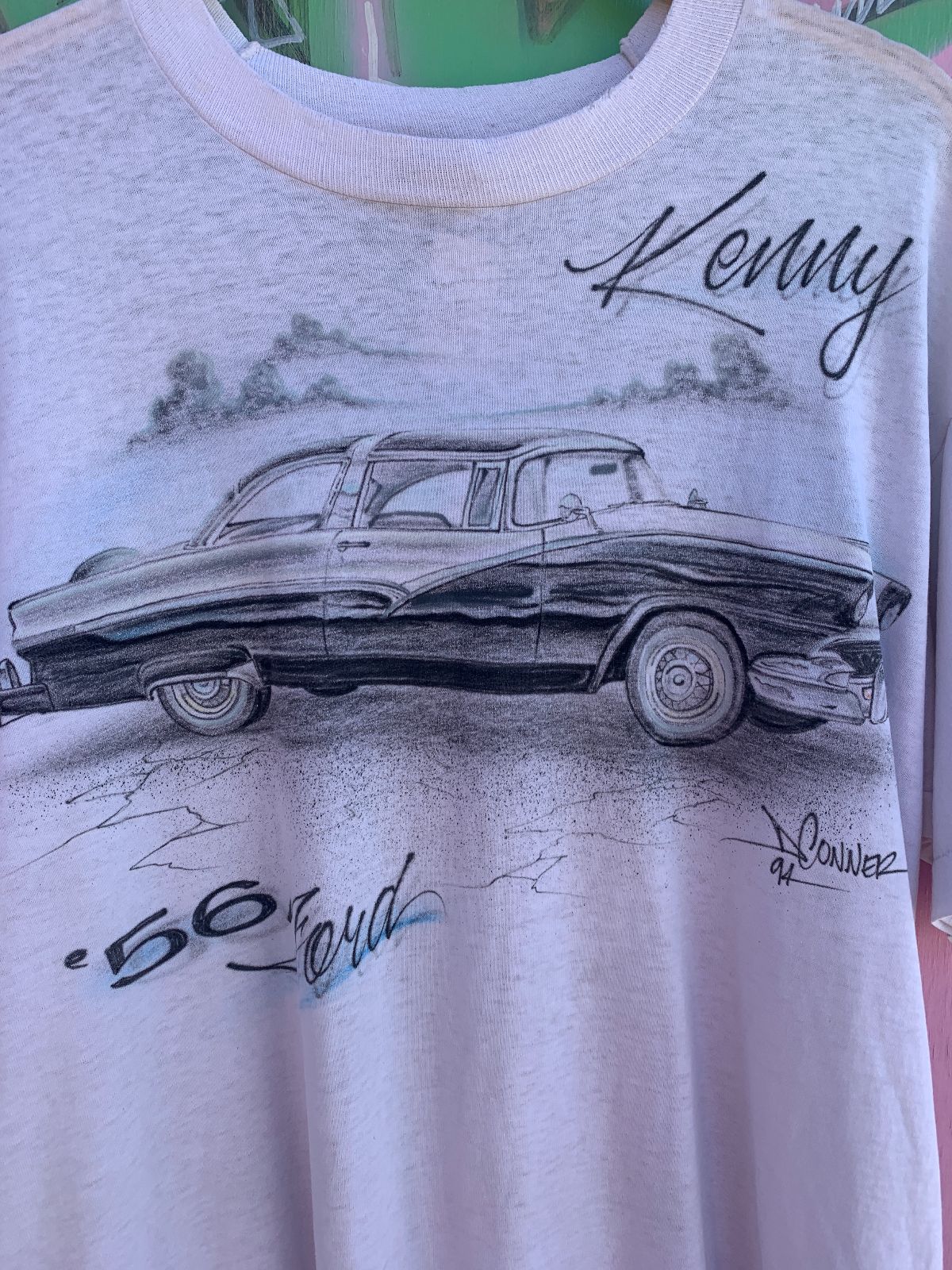 SCREEN STARS 56 FORD FOR KENNY AIRBRUSHED SINGLE STITCH GRAPHIC T SHIRT in WHITE
