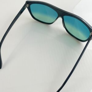 OLEG CASSINI AWESOME! 1970S-80S COPPER ABALONE TOP BROW SUNGLASSES, CUSTOM GRADIENT LENSE in BLACK, COPPER, BLUE
