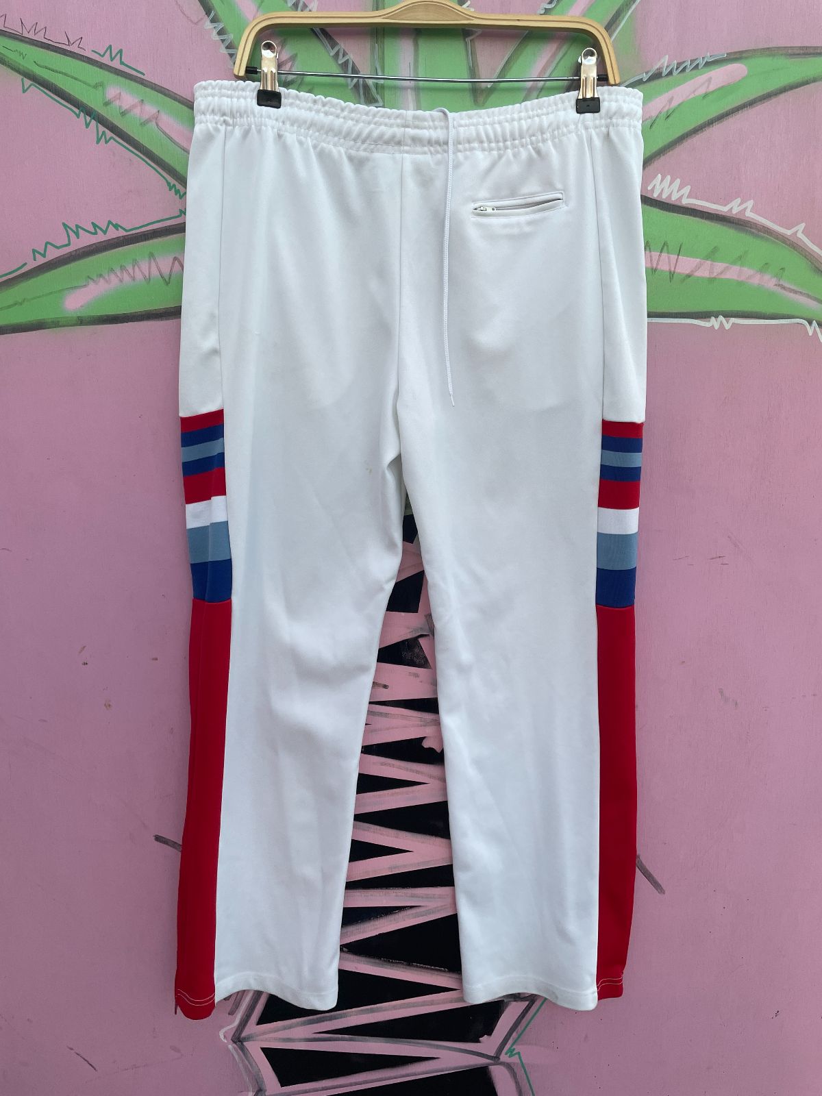 HARDWOOD CLASSICS CLASSIC! PHILADELPHIA 76ERS COLORBLOCK TRACK PANTS in WHITE, RED, BLUE