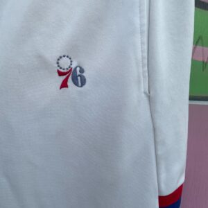 HARDWOOD CLASSICS CLASSIC! PHILADELPHIA 76ERS COLORBLOCK TRACK PANTS in WHITE, RED, BLUE