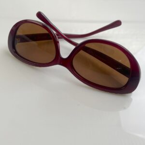 COACH CUSTOM TINT, ROUNDED CAT EYE SUNGLASSES, MONOGRAM C-CHAIN EMBELLISHED TOP BROW - AUBERGINE in MAROON,