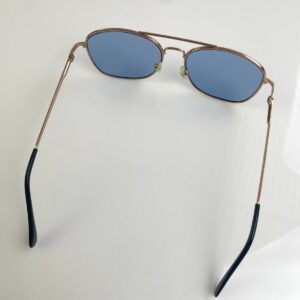 *AS-IS* ROSE GOLD PLATED WIRE FRAME SUNGLASSES, CUSTOM ZIEGLER LENSE in GOLD, BLUE