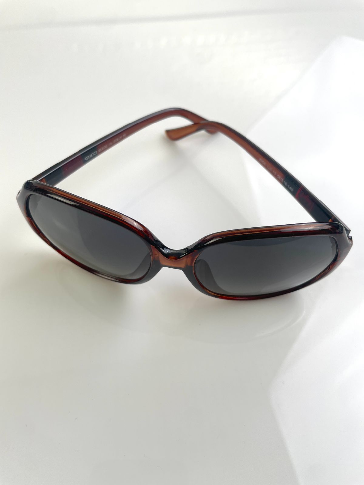 GUCCI *AS-IS* EARLY Y2K ROUNDED OVERSIZED SUNGLASSES, CUSTOM SMOKE LENSE in BROWN, BLACK