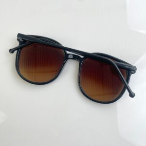 1980S DEADSTOCK ROUNDED SUNGLASSES, CUSTOM AMBER GRADIENT LENSE - MADE IN KOREA in BLACK, AMBER