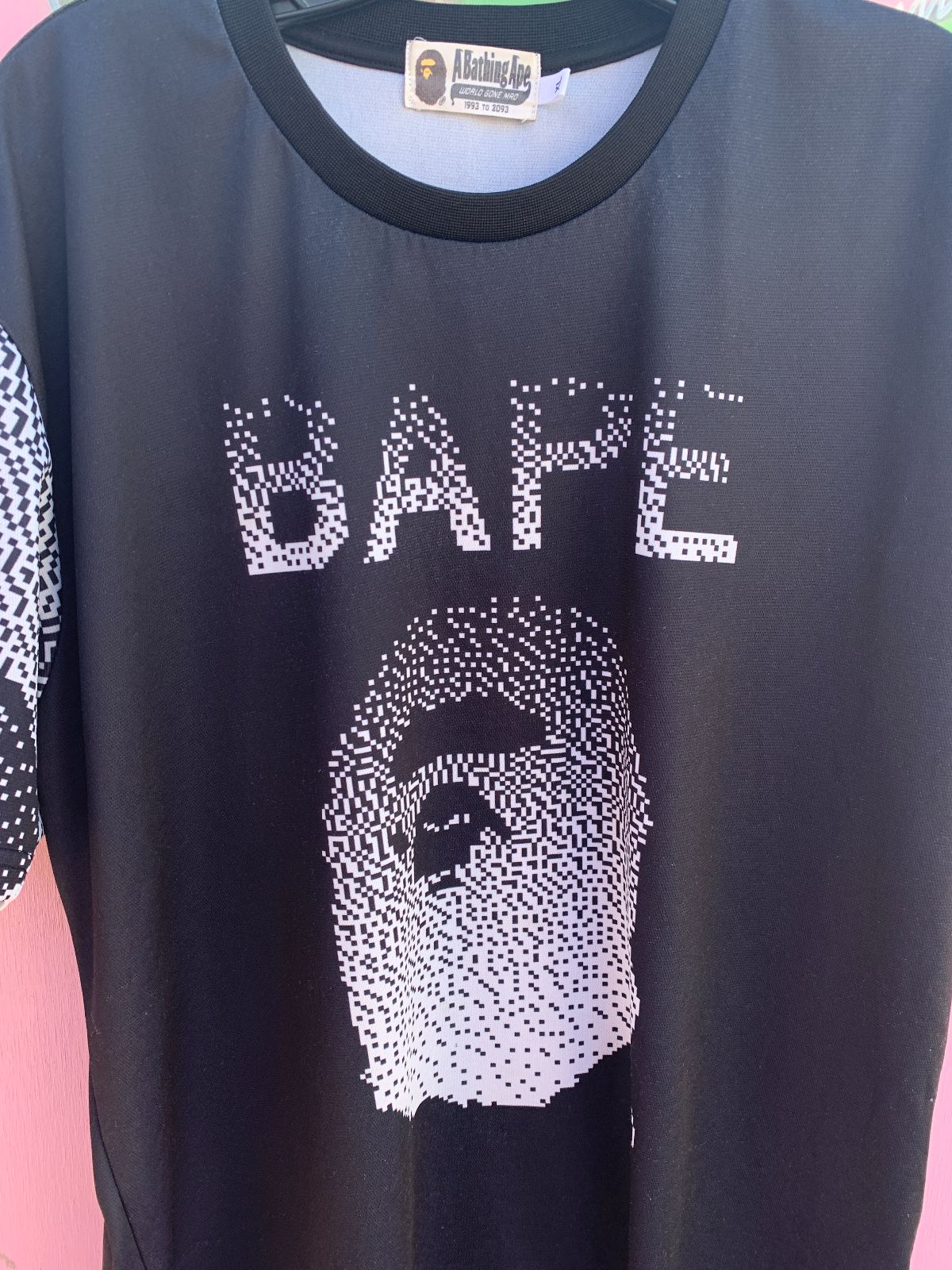 BAPE AS-IS BAPE PIXEL PATTERN ON SLEEVES JERSEY in BLACK