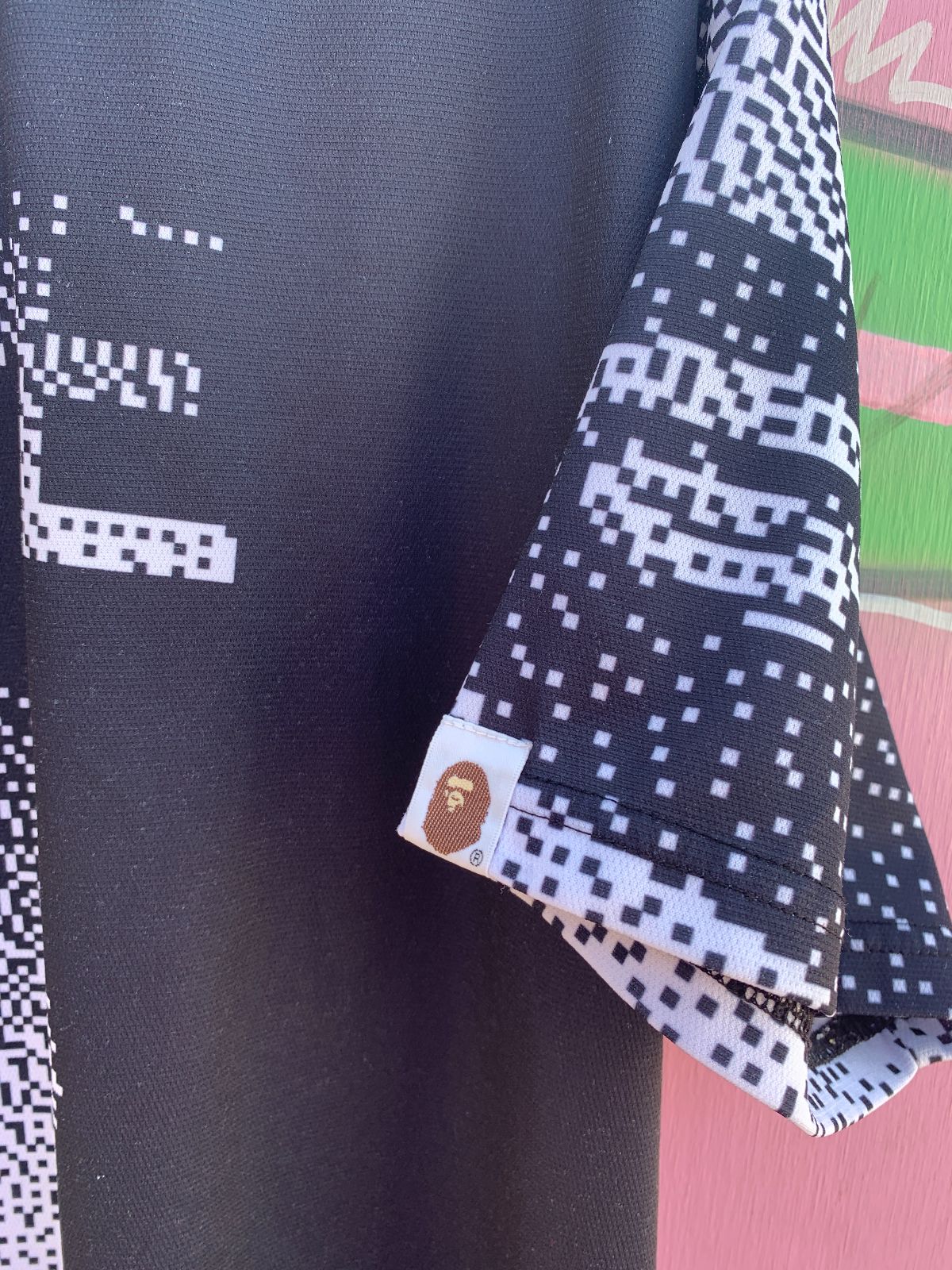 BAPE AS-IS BAPE PIXEL PATTERN ON SLEEVES JERSEY in BLACK