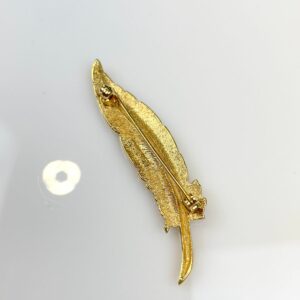 MONET NICE! VERMEIL GOLD FEATHER BROOCH *SIGNED in GOLD