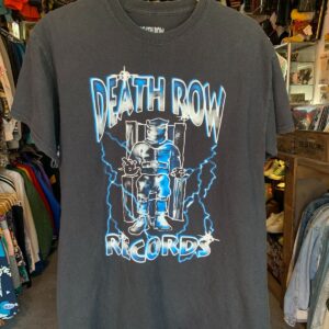 DEATH ROW RECORDS AND RIPPLE DEATH ROW RECORDS ELECTRIC CHAIR FRONT GRAPHIC BLACK T-SHIRT in BLACK