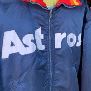 DIAMOND AUTHENTIC BY STARTER AS-IS MLB HOUSTON ASTROS SATIN ZIPUP STARTER JACKET W/ COLLAR in BLUE