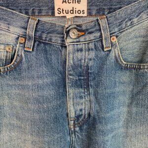 ACNE STUDIOS CLASSIC MEDIUM WASH CUT OFF DENIM SHORTS LONGER CUT - JORTS in BLUE