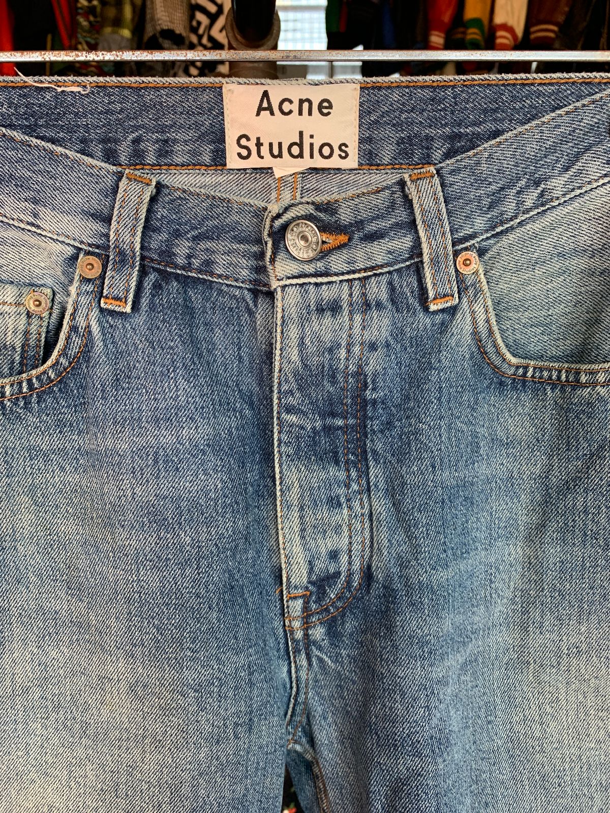 ACNE STUDIOS CLASSIC MEDIUM WASH CUT OFF DENIM SHORTS LONGER CUT - JORTS in BLUE