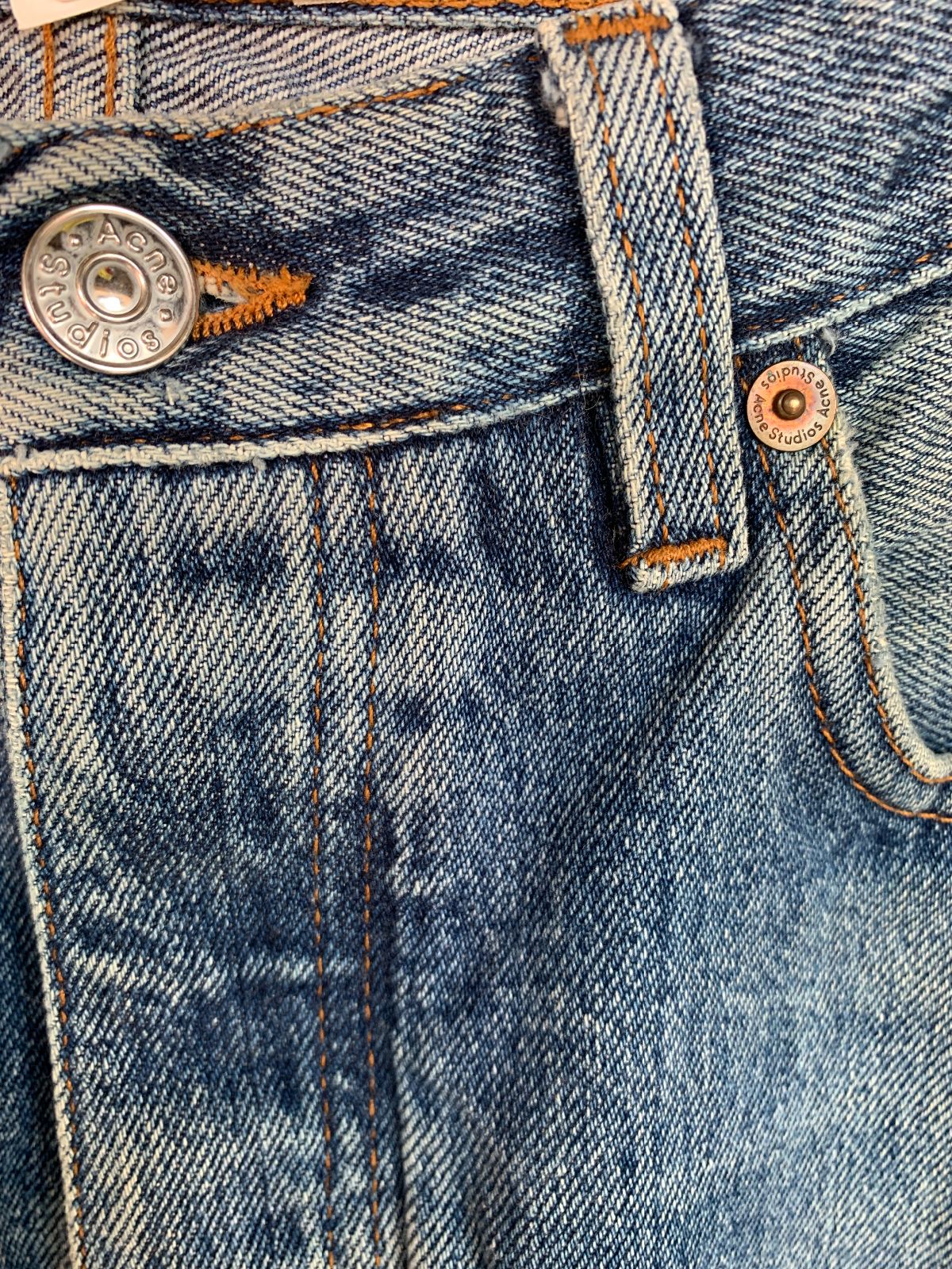 ACNE STUDIOS CLASSIC MEDIUM WASH CUT OFF DENIM SHORTS LONGER CUT - JORTS in BLUE
