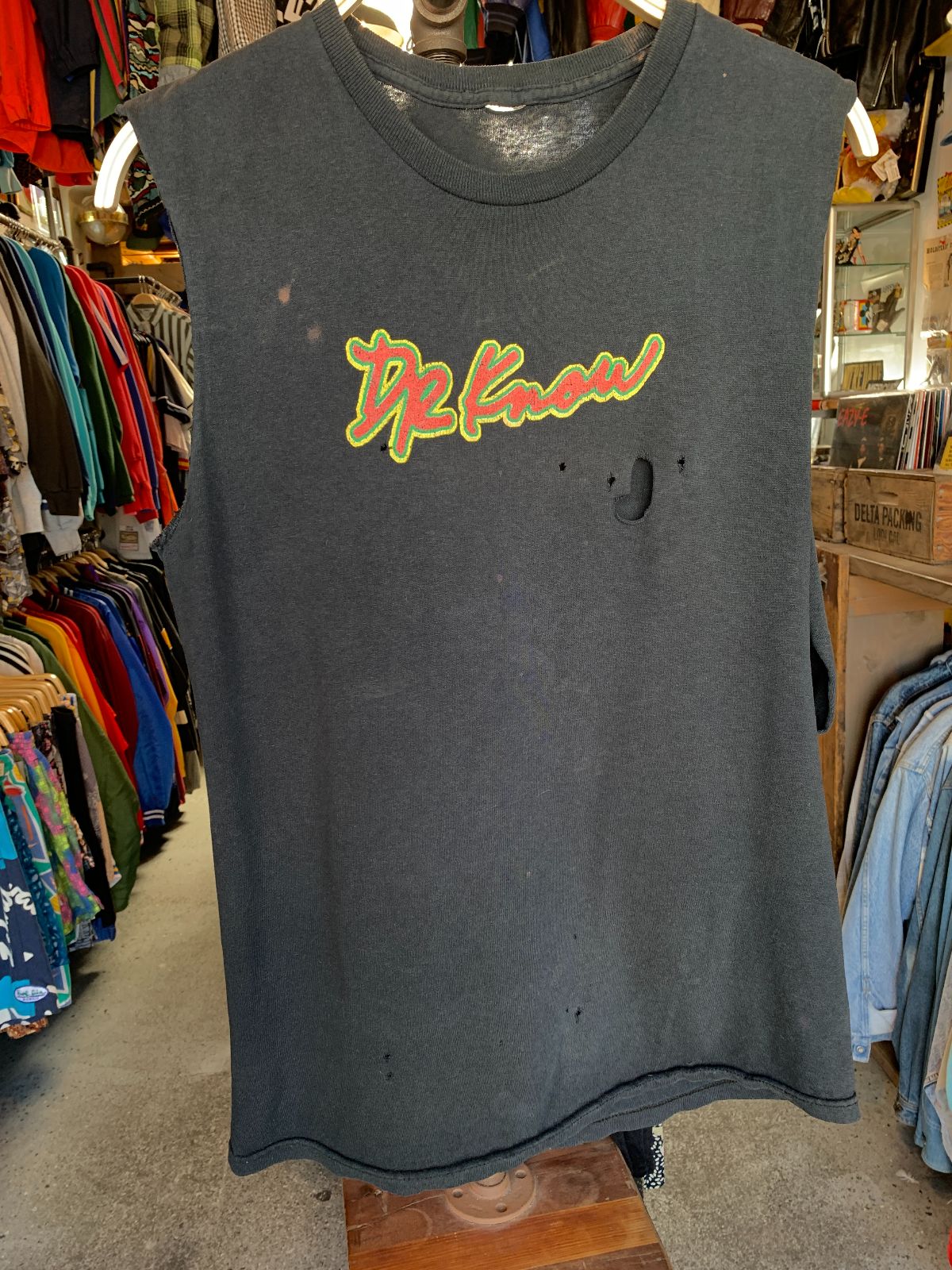 AS-IS PERFECTLY DISTRESSED RARE Y2K BAD BRAINS BLACK DR KNOW PHOTO T-SHIRT in BLACK