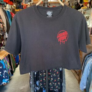 SANTA CRUZ SANTA CRUZ HAND POPSICLE LOGO CROPPED BLACK T-SHIRT in BLACK