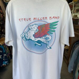 HANES STEVE MILLER BAND STEEL HORSE BACK AND FRONT GRAPHIC T-SHIRT in WHITE