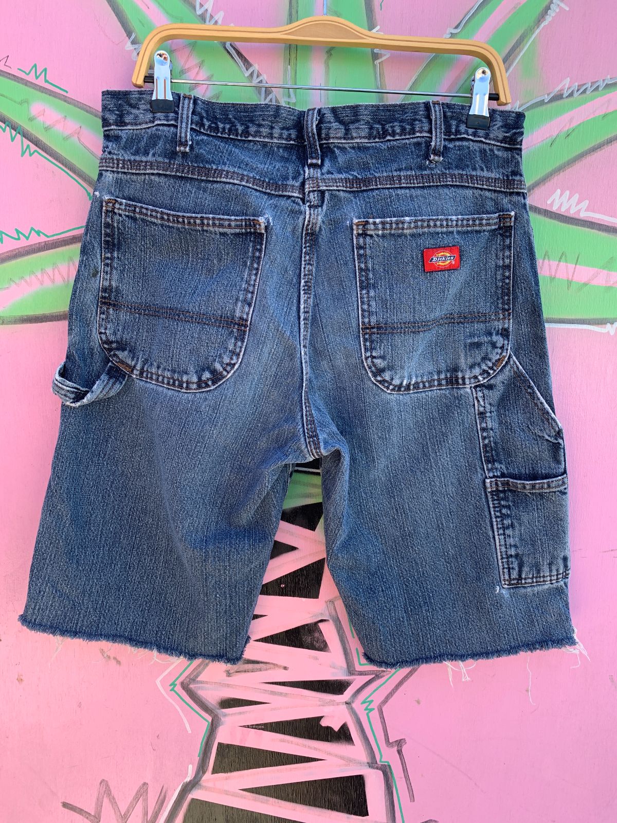 DICKIES AS-IS DISTRESSED DICKIES CARPENTER DENIM CUT OFF SHORTS in BLUE