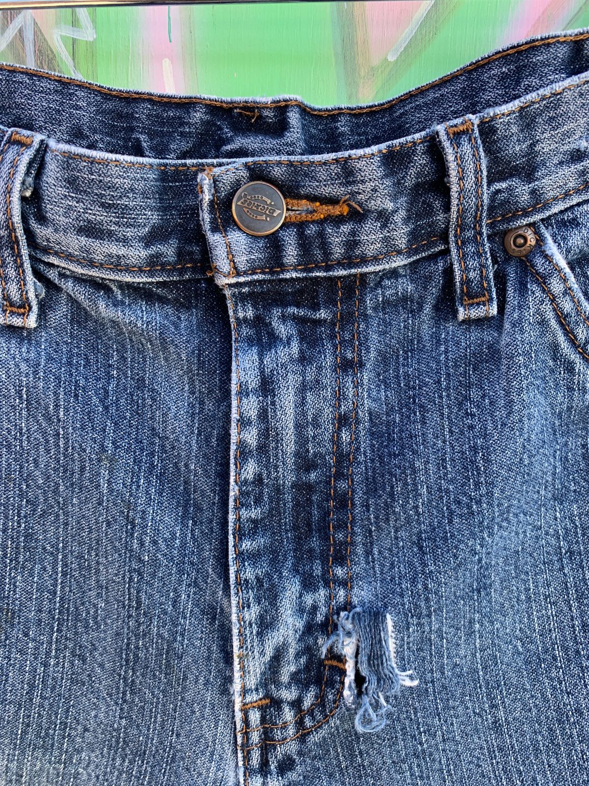 DICKIES AS-IS DISTRESSED DICKIES CARPENTER DENIM CUT OFF SHORTS in BLUE