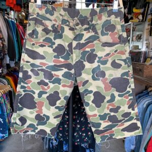 CHARLES DALY AS-IS 80S DISTRESSED CHARLES DALY CAMO CUT OFF SHORTS in GREEN