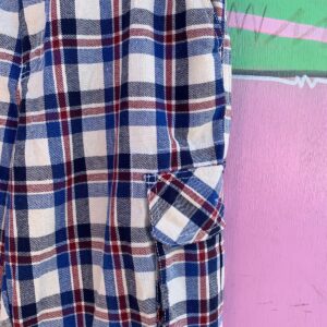 LMUNIC LMUNIC RED WHITE AND BLUE PLAID CARGO SHORTS in BLUE