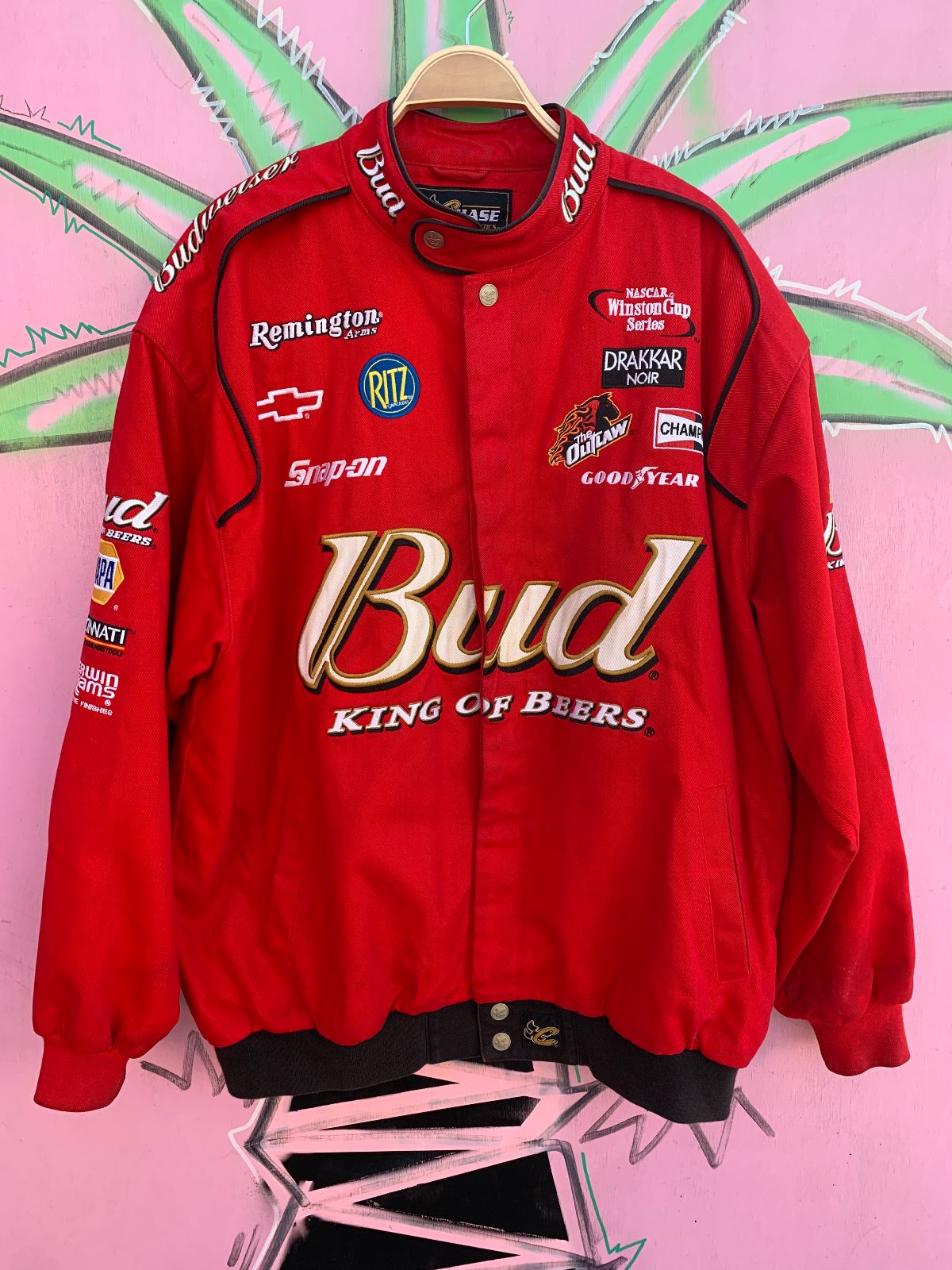 CHASE AUTHENTICS AS-IS CHASE AUTHENTICS BUD RACING NASCAR WINSTON CUP SERIES JACKET in RED
