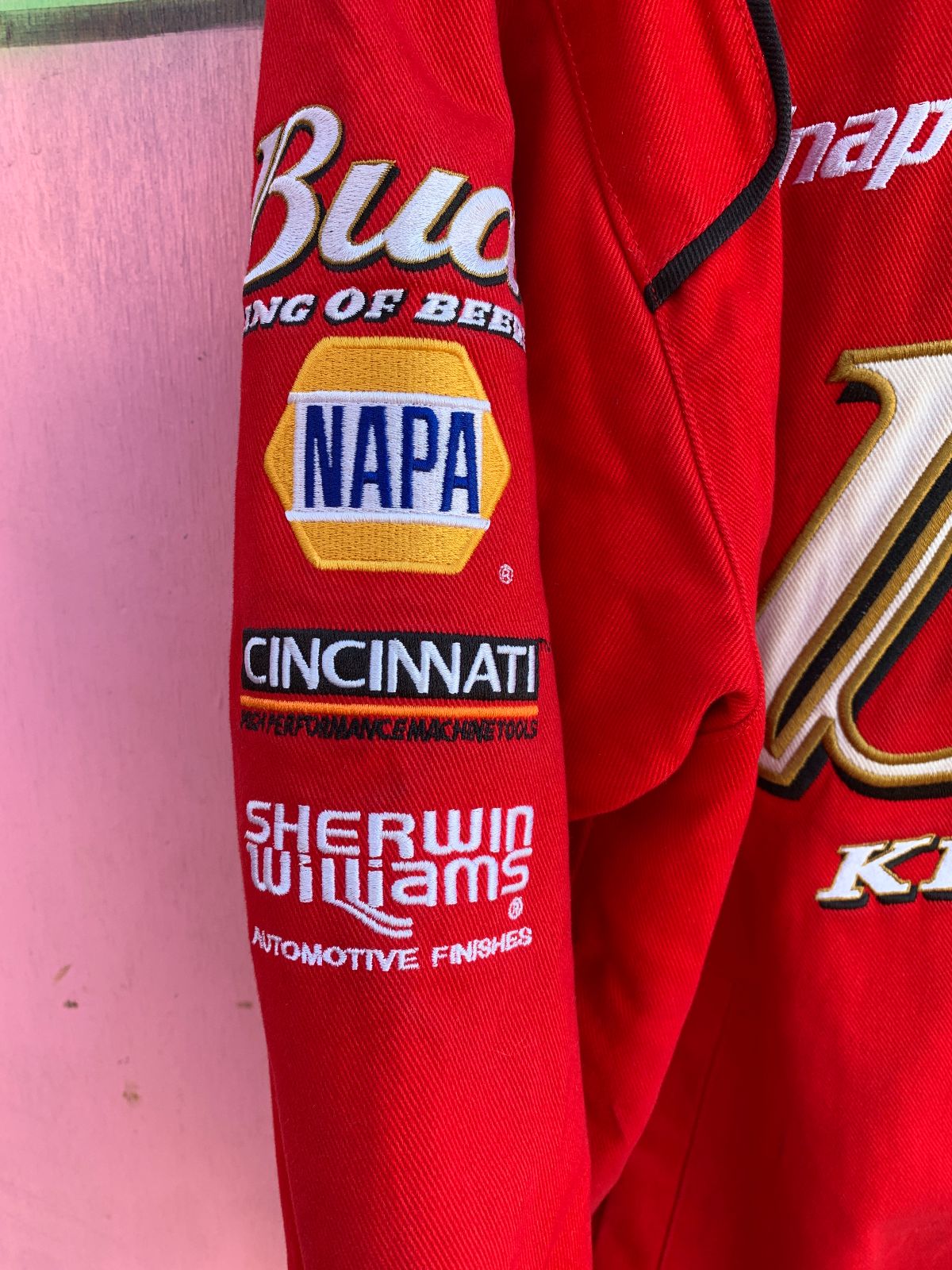 CHASE AUTHENTICS AS-IS CHASE AUTHENTICS BUD RACING NASCAR WINSTON CUP SERIES JACKET in RED