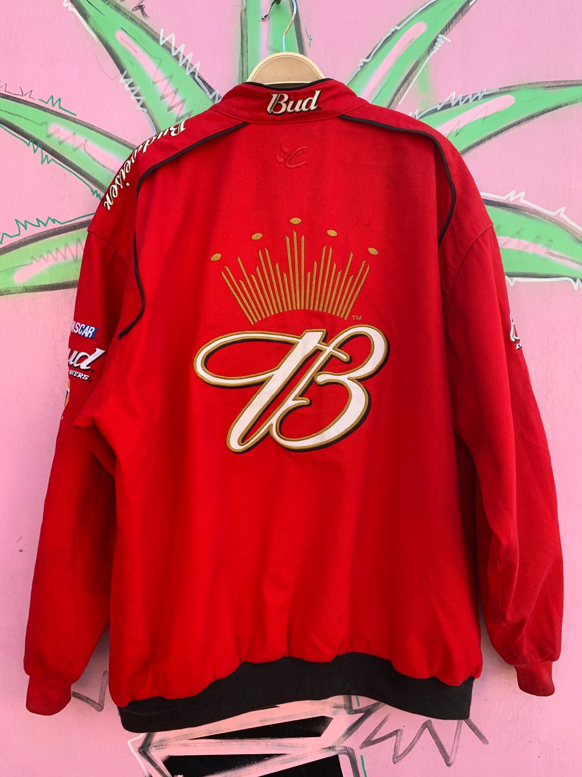CHASE AUTHENTICS AS-IS CHASE AUTHENTICS BUD RACING NASCAR WINSTON CUP SERIES JACKET in RED