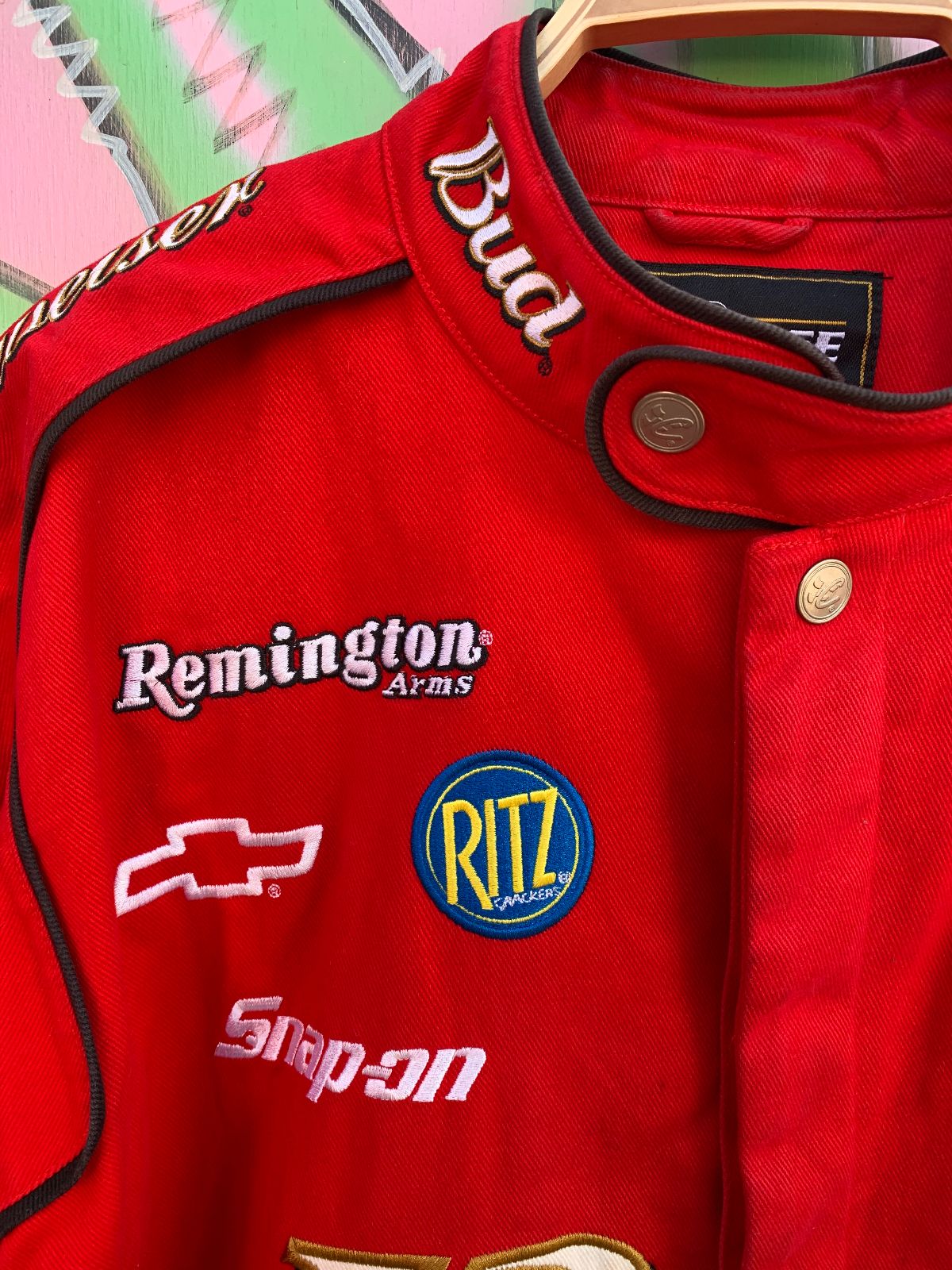CHASE AUTHENTICS AS-IS CHASE AUTHENTICS BUD RACING NASCAR WINSTON CUP SERIES JACKET in RED