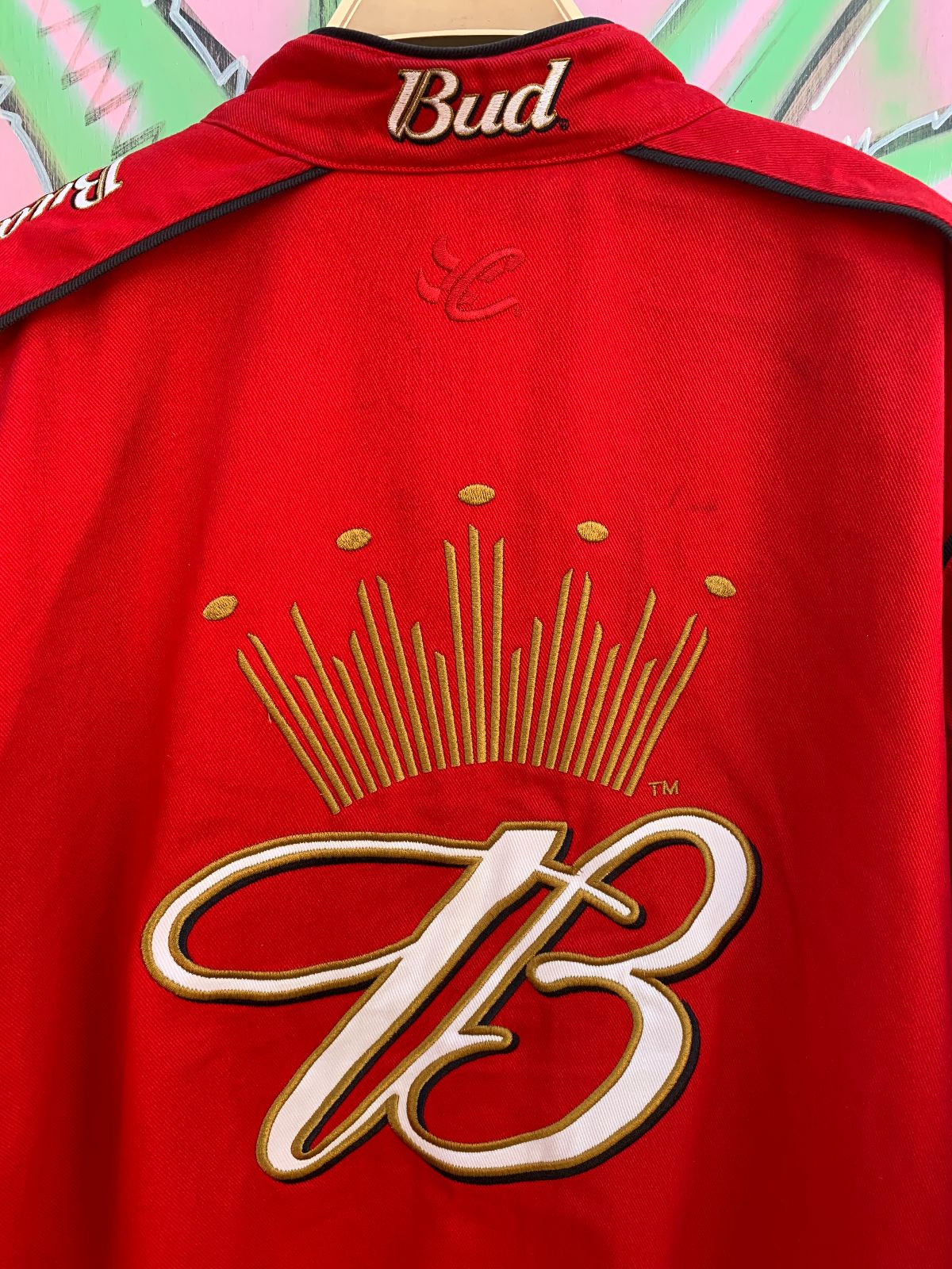 CHASE AUTHENTICS AS-IS CHASE AUTHENTICS BUD RACING NASCAR WINSTON CUP SERIES JACKET in RED