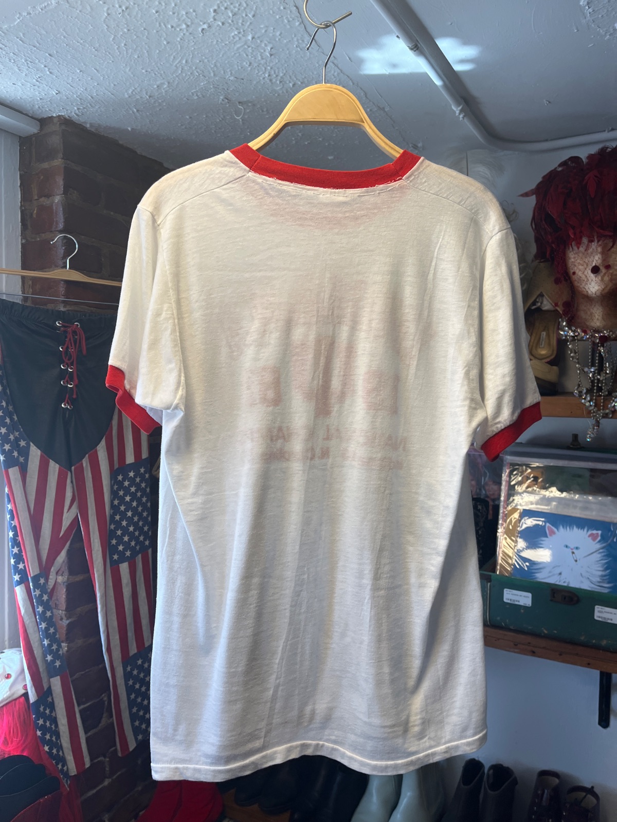 1981 INDIANA UNIVERSITY NATIONAL CHAMPS RINGER TEE in WHITE, RED