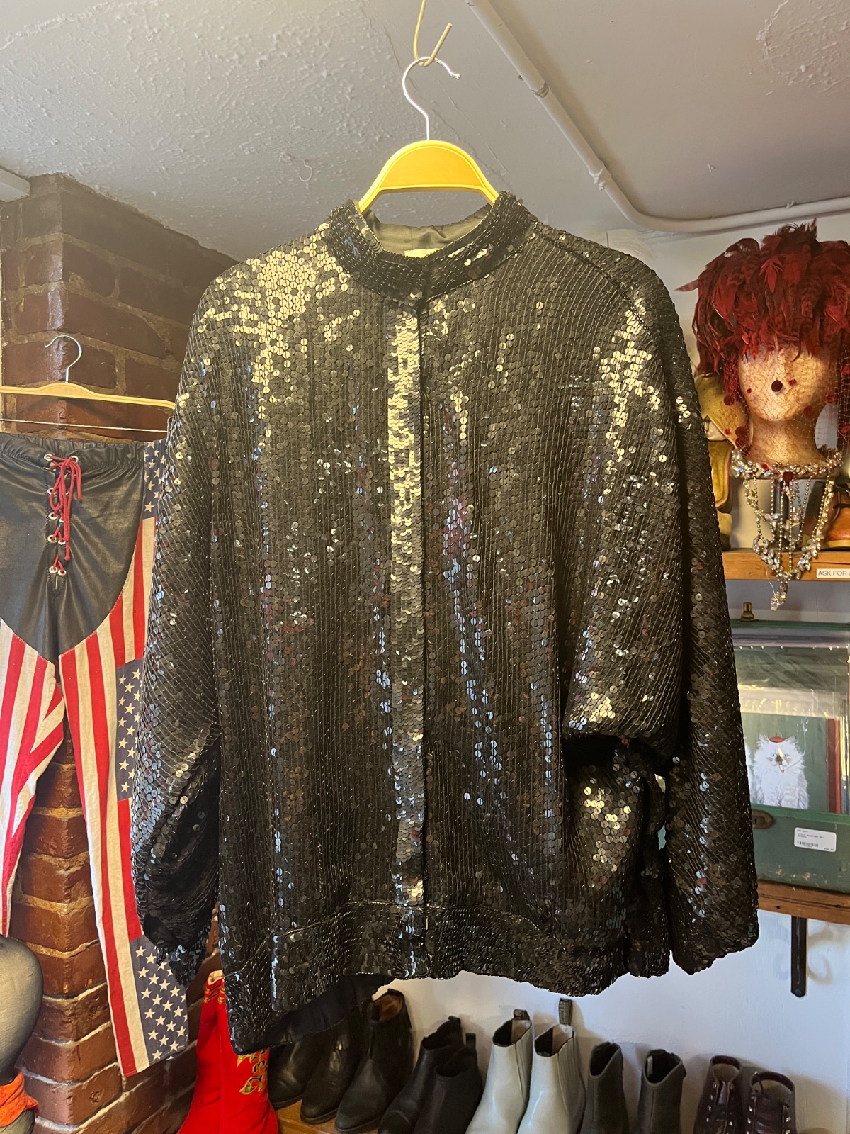 LILLIE RUBIN 1980 100% SILK SHELL SEQUIN BOMBER JACKET in BLACK
