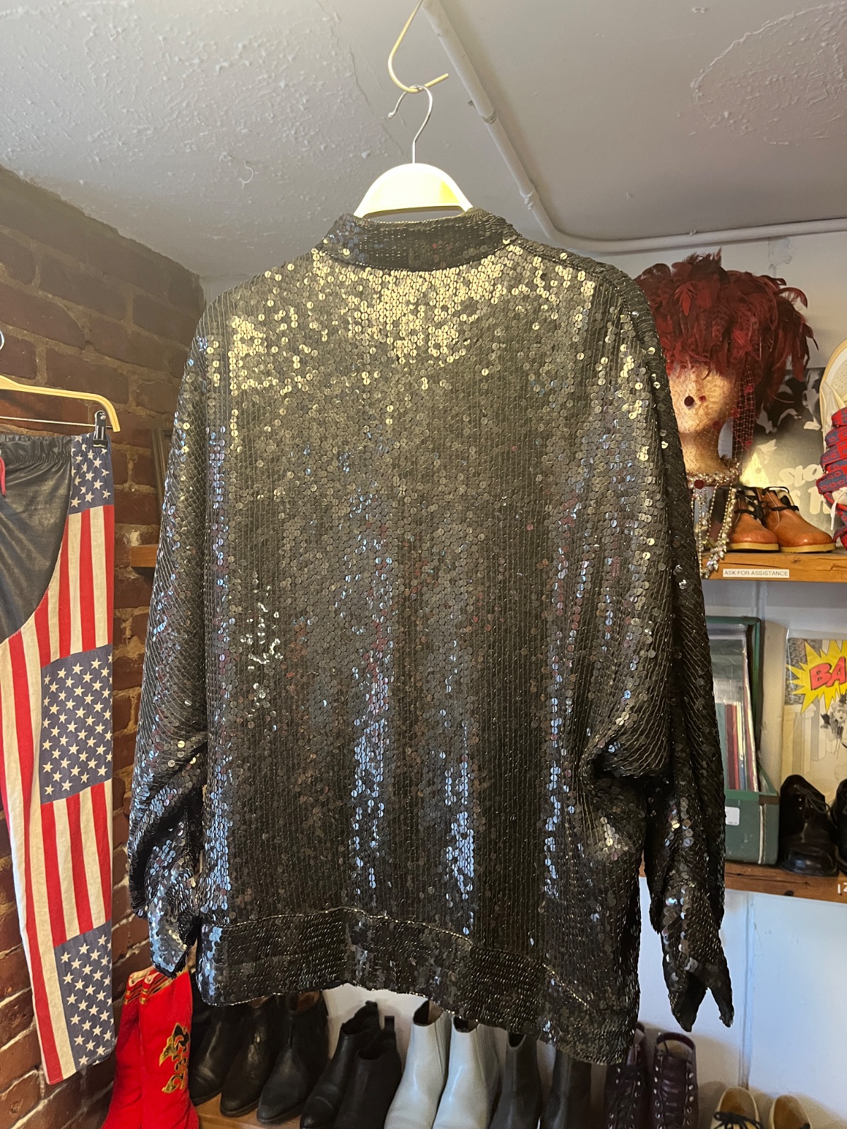 LILLIE RUBIN 1980 100% SILK SHELL SEQUIN BOMBER JACKET in BLACK