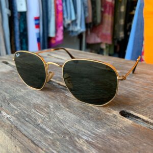 RAY BAN AS-IS RAY BAN HEXAGONAL FRAME WITH DARK LENSES SUNGLASSES in GOLD