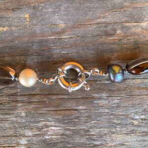 PEARL AND GLASS BEADED NECKLACE in BROWN