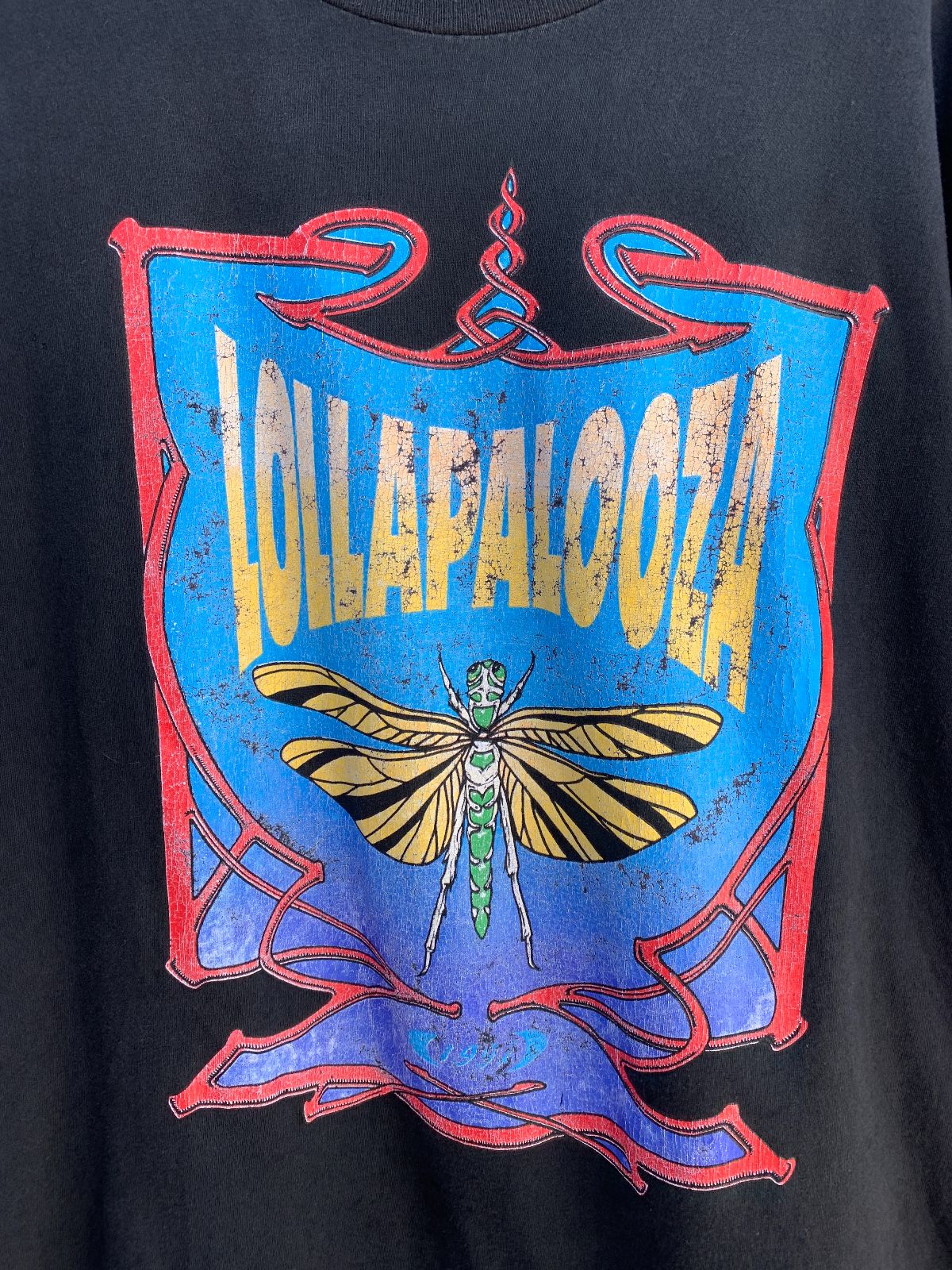 HANES 1992 DRAGONFLY LOLLAPALOOZA FESTIVAL CONCERT SINGLE STITCH T-SHIRT in BLACK