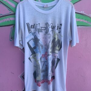 HANDTEX AS-IS PAPERTHIN 1987 DAVID BOWIE GLASS SPIDER TOUR CONCERT SINGLE STITCH T-SHIRT in WHITE