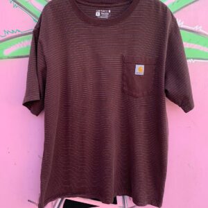 CARHARTT HORIZONTAL STRIPED HEAVYWEIGHT CARHARTT POCKET T-SHIRT in MAROON