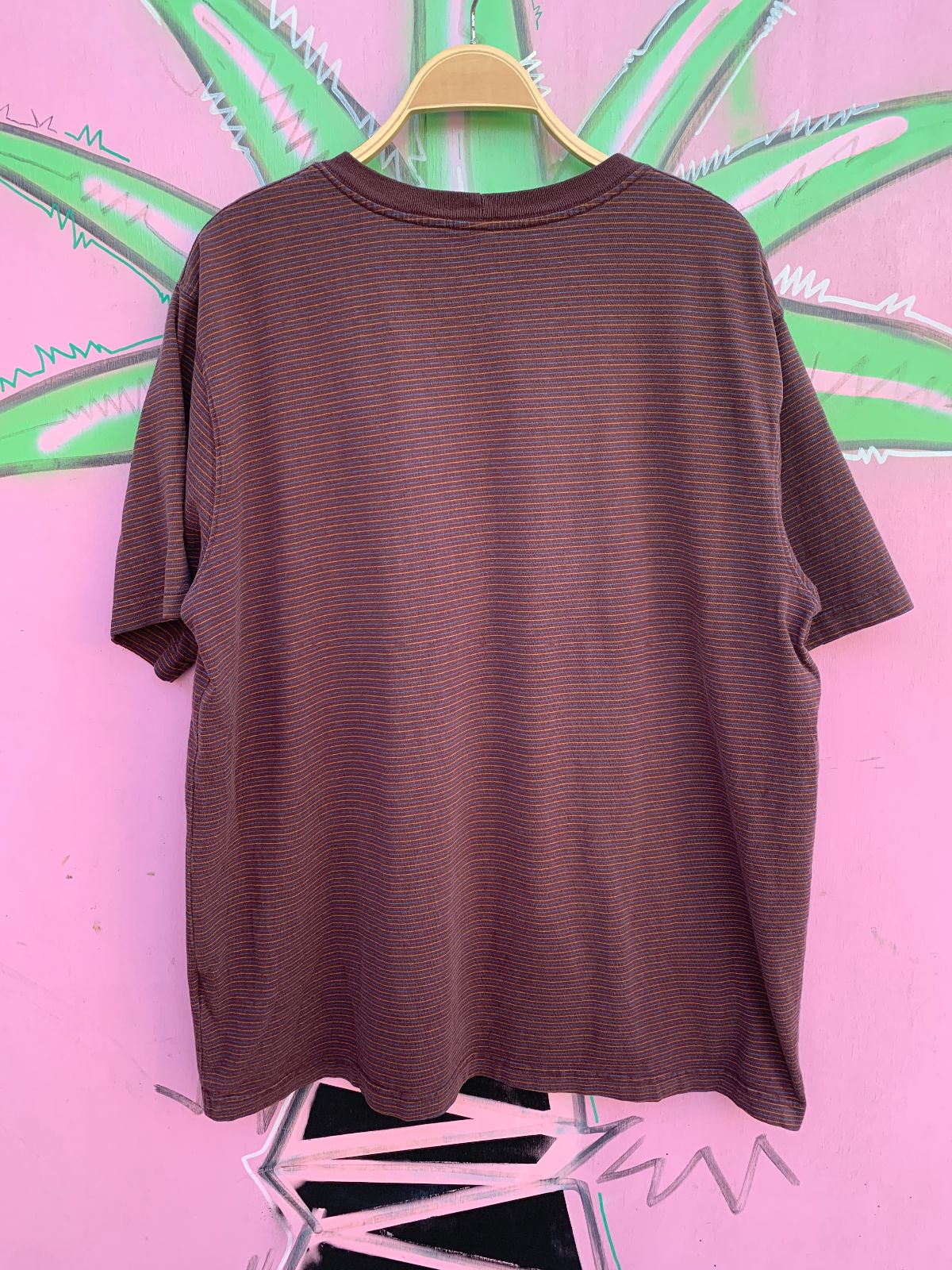 CARHARTT HORIZONTAL STRIPED HEAVYWEIGHT CARHARTT POCKET T-SHIRT in MAROON