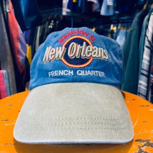 AS-IS NEW ORLEANS BOURBON ST. FRENCH QUARTER  LEATHER STRAP HARD ROCK CAFE PARODY HAT in BLUE