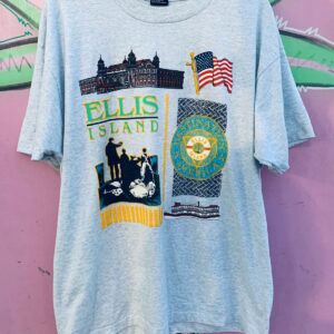FRUIT OF THE LOOM 1991 ELLIS ISLAND SINGLE STITCH T-SHIRT in GRAY